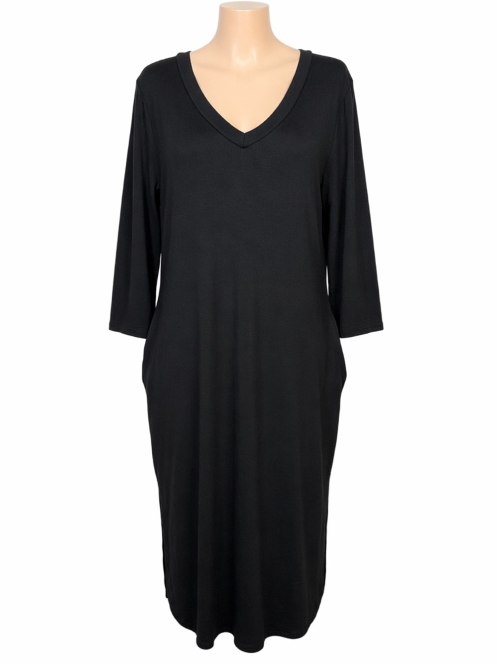 Vision USA NWT Black V-Neck Maxi Dress Size Small